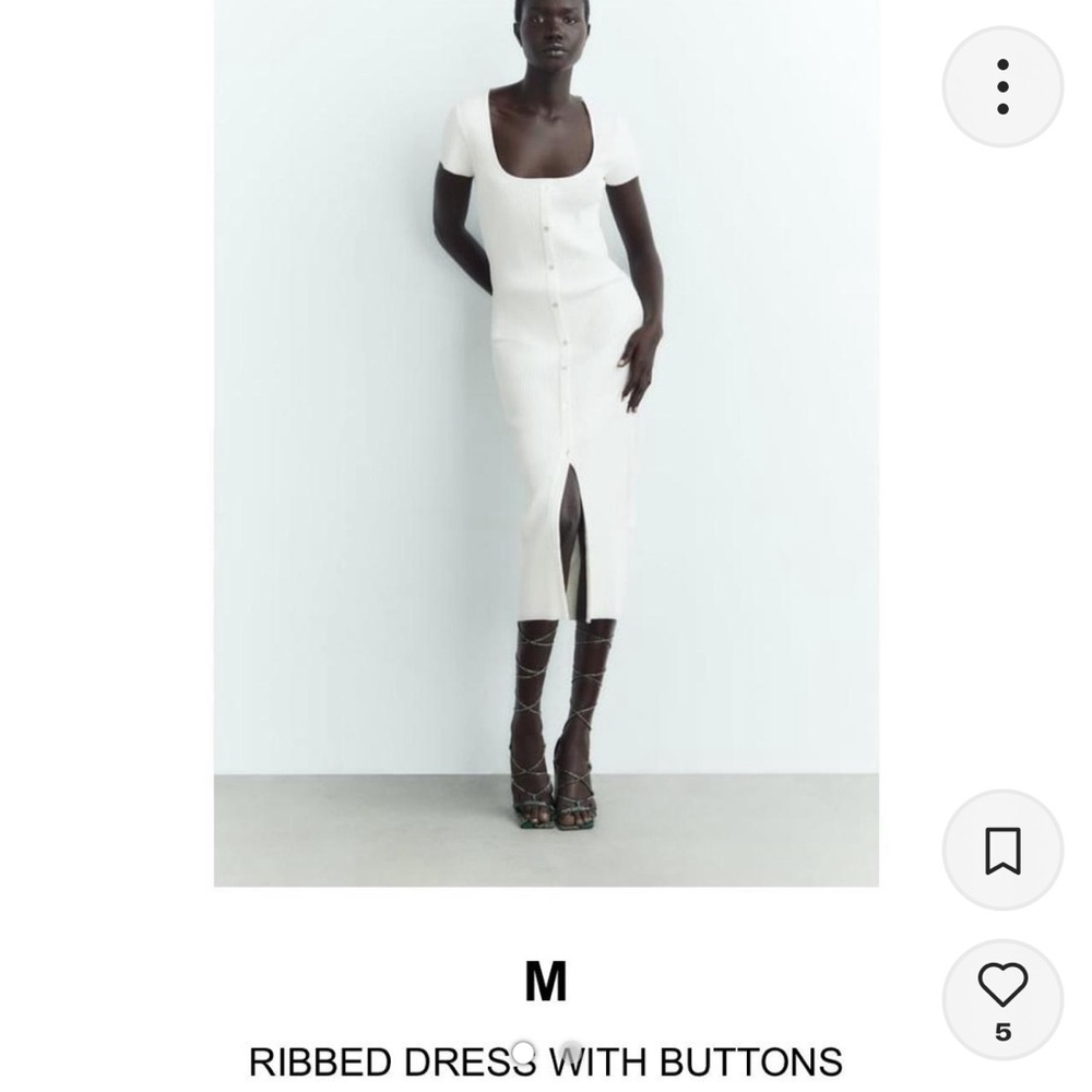 white button down ribbed midi dress